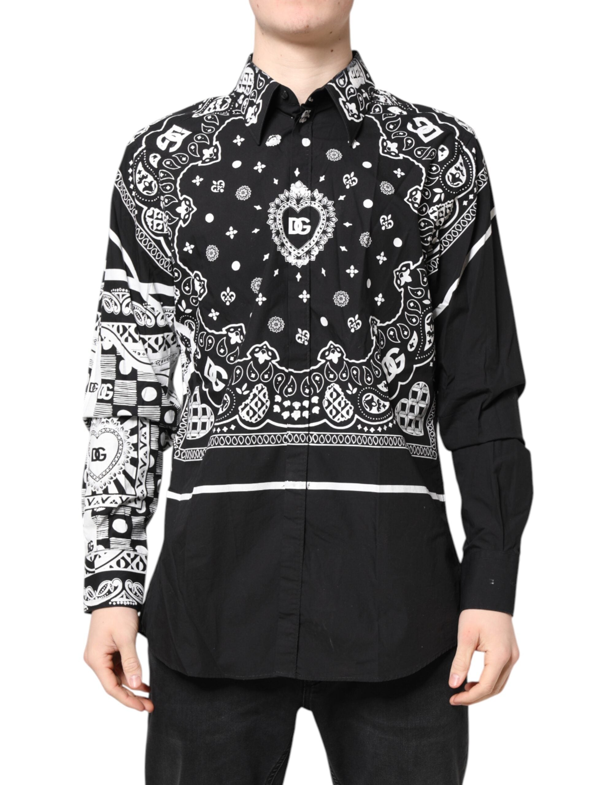 Dolce & Gabbana Black and White Bandana MARTINI Men's Shirt